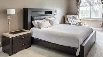 Queen size bedroom set for sale,  mattress not included, View more