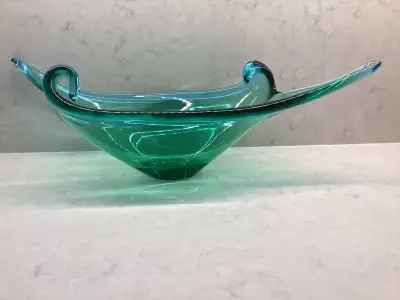 18 inch Teal Murano Glass Console Bowl Centrepiece, View more