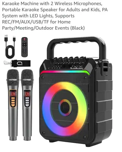 Karaoke Machine with 2 Wireless Microphones,Speaker, View more