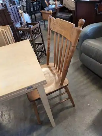 IKEA FLIP OVER TABLE + 2 VINTAGE CANADIANA CARVED CHAIRS in Dining Tables & Sets in Delta/Surrey/Langley - Image 4