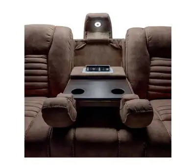 recliner sofa with drop down table Moka color like new , View more