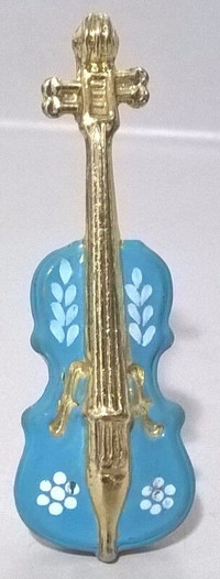 Brass Miniature Violin Dollhouse Furniture Figurine, Collectible