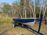 12 ft aluminum boat with mercury 9.9hp, and trailer