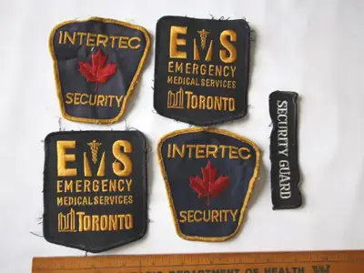 5 VINTAGE TORONTO SECURITY GUARD and EMS PATCHES, View more
