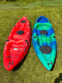 Two 10’ sit on top kayaks Cruze model  by white knuckle  