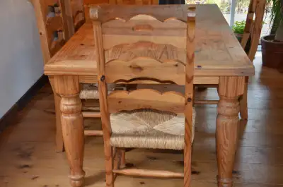 Rustic Mexican Pine dinning table and chairs, View more