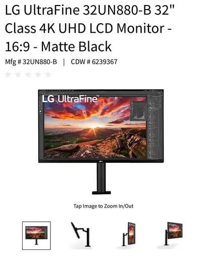 LG 32UN880-B 32” UltraFine 4K UHD Ergo Monitor, View more