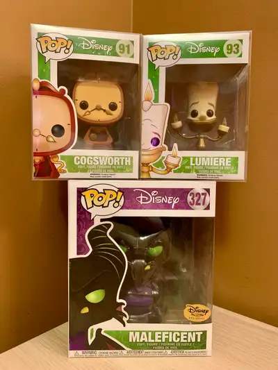 Funko Pop! Disney Cogsworth, Lumiere & Maleficent Figures, View more