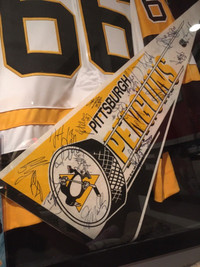 1991 PITTSBURGH PENGUINS Stanley Cup TEAM Signed NHL Pennant