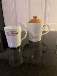Tim Horton’s Tea Pot brown lid  and mug 