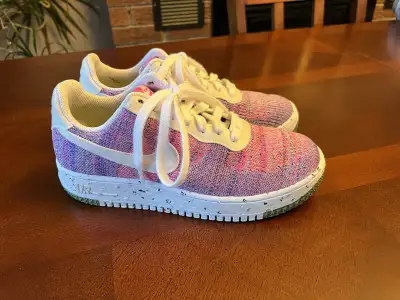 Nike women 7.5 Air Force 1 Low Crater Flyknit sneakers pink, View more