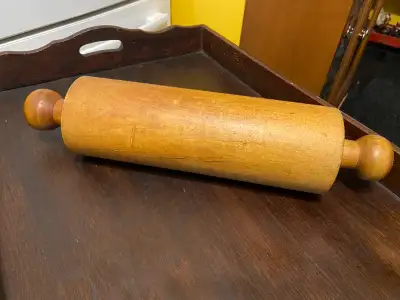 Vintage One-Piece Rolling Pin Hard Wood Turned Wood, View more