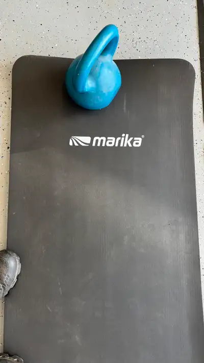yoga/exercise mat and hand weights, View more