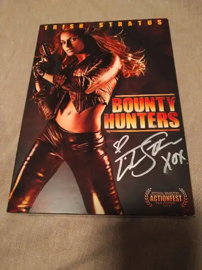 Trish Stratus DVD Signed Bounty Hunters- $85 Unique Eddie The Eagle Ski Jumper Shirt Signed Shirt Ca...