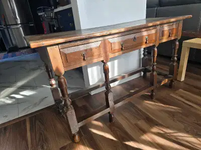 Rustic wooden console table, View more