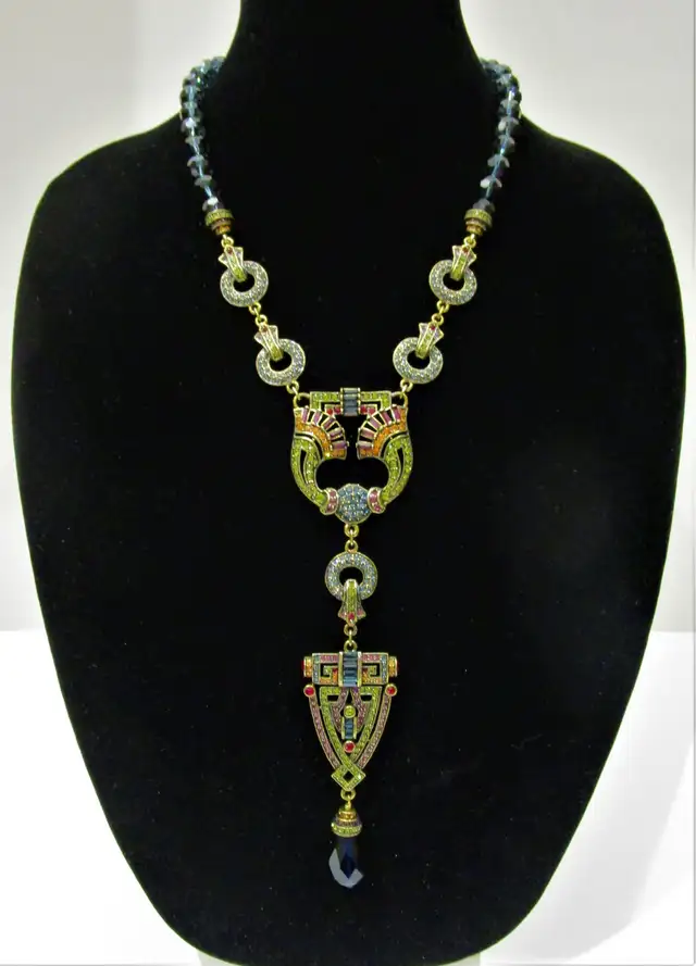 NEW IN BOX, HEIDI DAUS "SPARKLING OPULENCE" NECKLACE, DARK BLUE