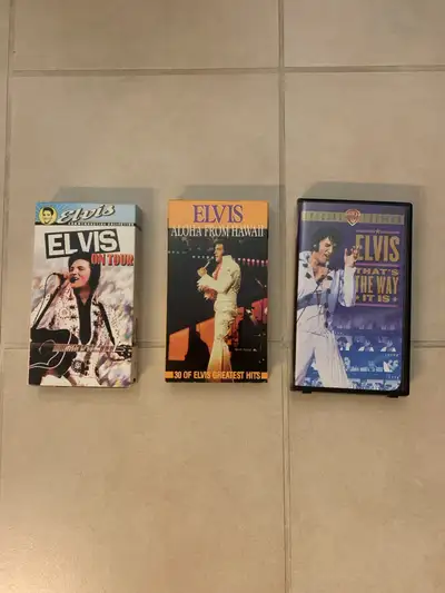 Relive the magic of the King with this collection of three Elvis VHS tapes! Included are "Elvis On T...