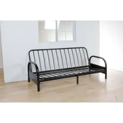 black metal futon sofa bed frame -- for parts only missing all the screws and bed rails no mattress