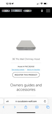 Wolf 36” pro wall chimney hood (shell only)