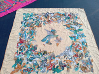 Vintage Hermes "l'intrus" birds 100% silk scarf 