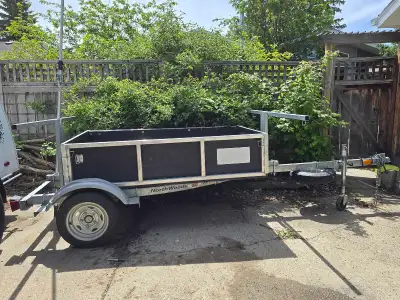2UP small boat and cargo trailer. Steel base, wood box. With custom counter for cooking at the campg...