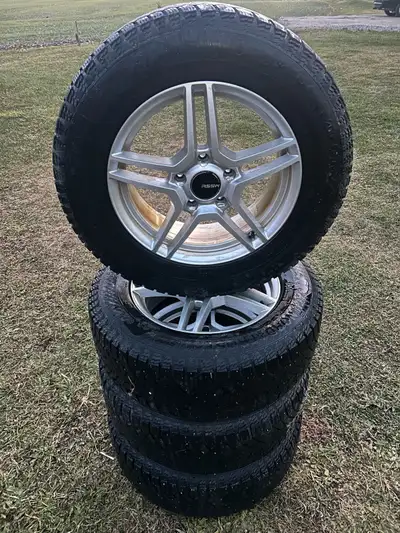 Excellent shape. 17” RSSW Blitz Aluminum Rims 5x127 Bolt pattern 17x7 width Approx 70mm CB Tires: Gi...