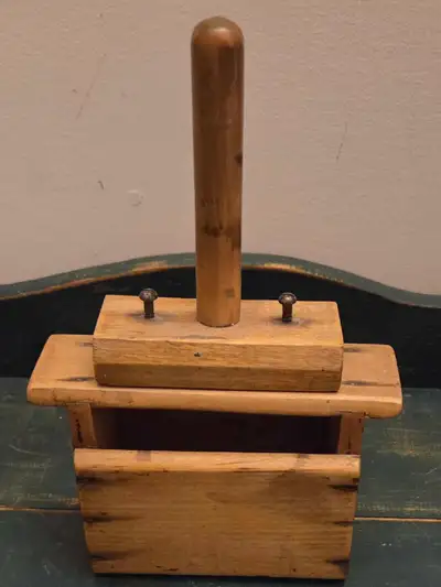 Antique Wood Butter Press Mold, Rustic Farmhouse Kitchen Decor, View more
