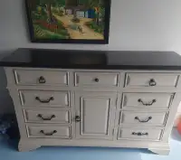 Solid Wood Full Size Dresser with 9 Drawers and Cabinet