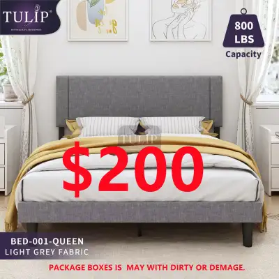 $200 Nice design light grey fabric bed frame#1, View more