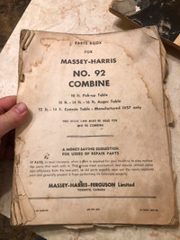 Vintage Massey Harris No.92 Parts Manual.