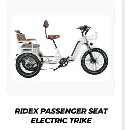 Ridex Perraro e trike is top of the line. Over 500 lbs of payload capacity. Comes with extra battery...