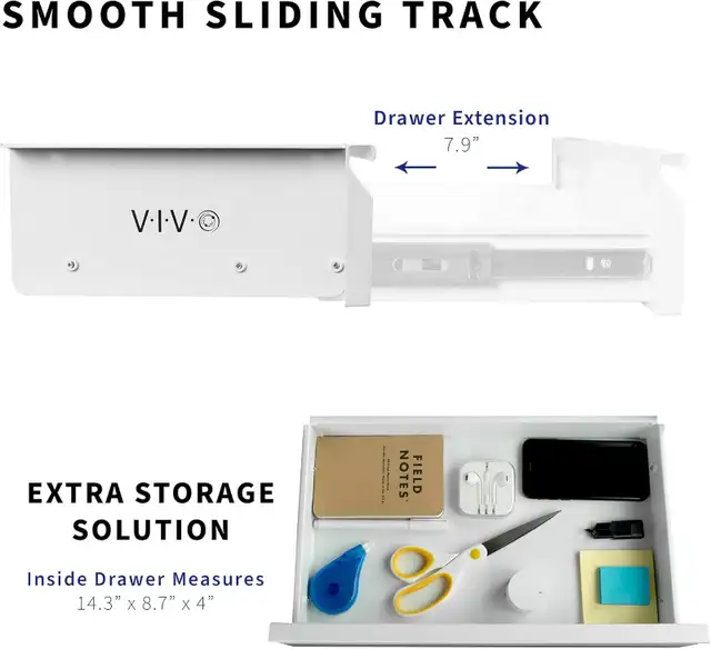 VIVO 41cm Under Desk Mounted Sliding Pull-Out Drawer No Shell in Storage & Organization in Burnaby/New Westminster - Image 5