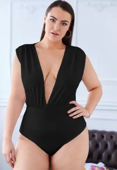 2 brand new plus size Plunging Sleeveless Solid Bodysuit, View more