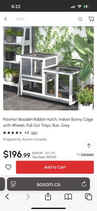 43.25" 2-tier Wooden Rabbit Hutch, Indoor Bunny Cage, 2 trays  Markham / York Region Toronto (GTA) Preview