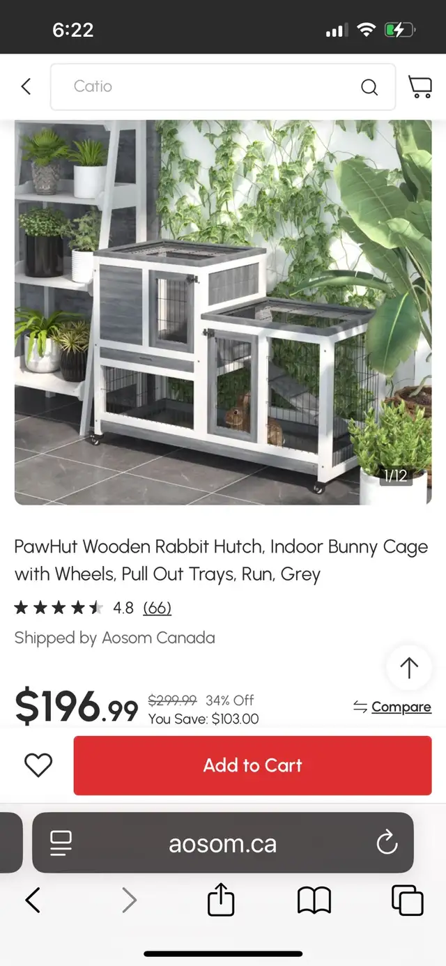 43.25" 2-tier Wooden Rabbit Hutch, Indoor Bunny Cage, 2 trays  in Accessories in Markham / York Region - Image 2