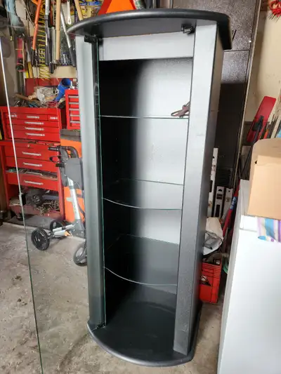 Curio cabinet with bowed glass door, 3 glass shelves, View more