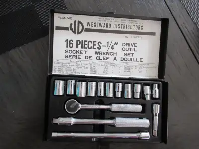 16 Piece Westward Socket Set, 1/4" Drive, Metal Box NEVER USED, View more