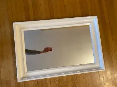 Cleans Hemnes IKEA mirror. White frame. Measures 35” x 23.5”. Good for any space. No scuffs or marks...