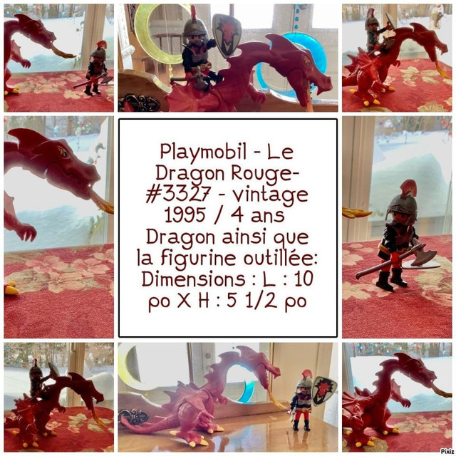 Playmobil Dragon rouge et soldat vintage Rare à trouver 20$ dans Jouets et jeux  à Laval/Rive Nord