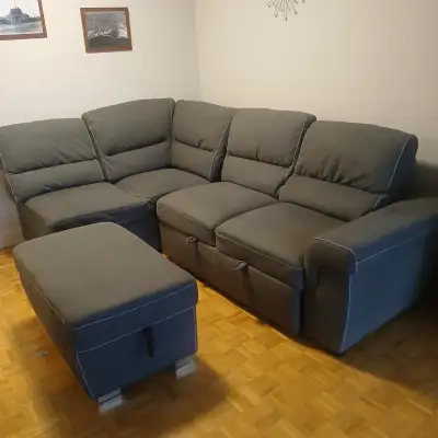Sectional couch plus trundle bed - used, View more