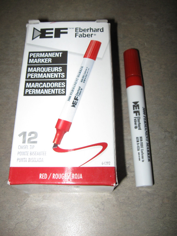 New Box of 12 Red Eberhard Faber Chisel Tip Permanent Markers in Hobbies & Crafts in City of Halifax