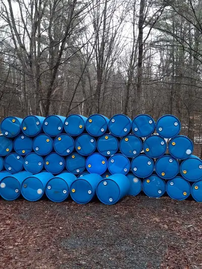 Plastic 45 gallon barrels, View more