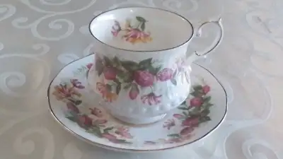 QUEEN'S  BONE CHINA CUP SAUCER - PINK WILD FLOWERS - ENGLAND, View more
