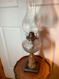 Antique 1890’s Composite Pottery Floral Stem Kerosene Lamp