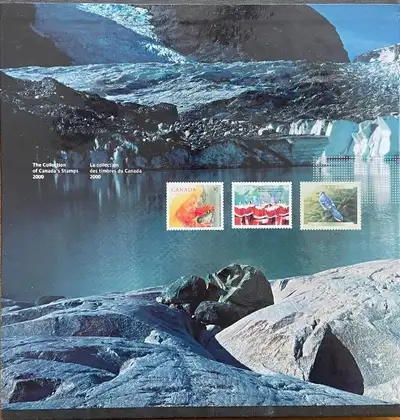 The annual collection includes the album with description of all stamps issued in the year, a hingel...