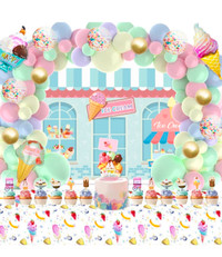 New 110 Pcs Ice Cream Party Decorations, Colorful Ice Cream Birt
