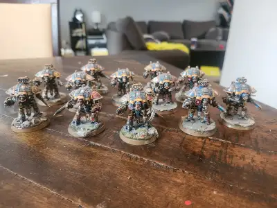 - Selling 12 very well painted questoris knights for the tabletop game Legions and adeptus titanicus...