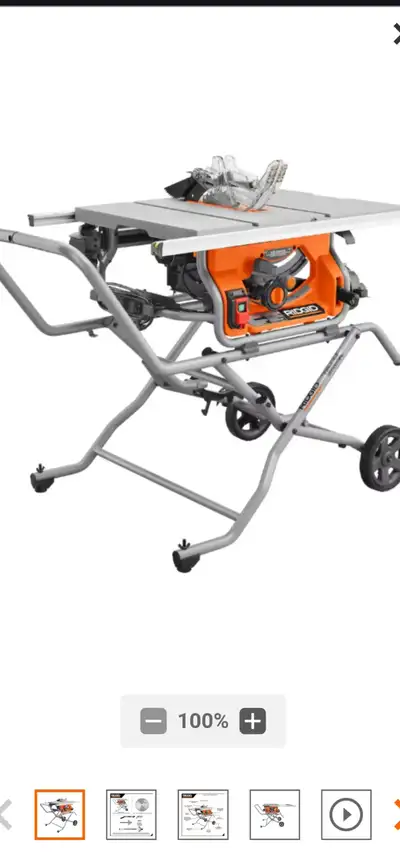 RIDGID TABLE SAW ON STAND, View more