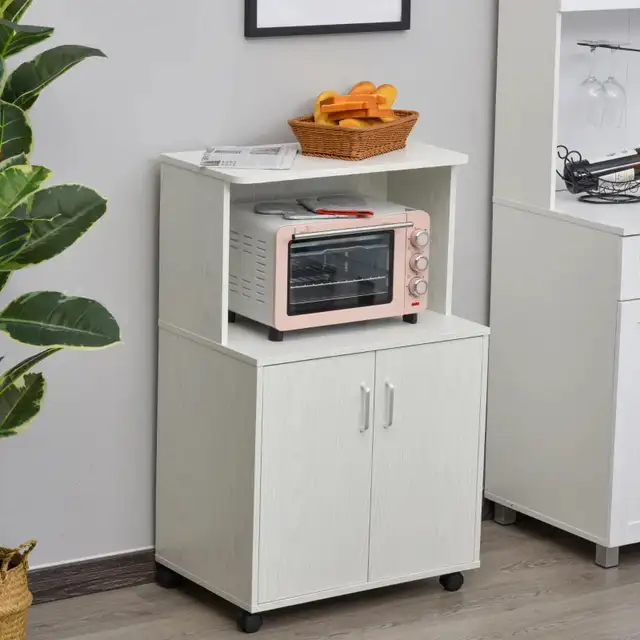 Microwave Cart on Wheels Utility Trolley Storage Sideboard Bookc in Bookcases & Shelving Units in Markham / York Region - Image 2