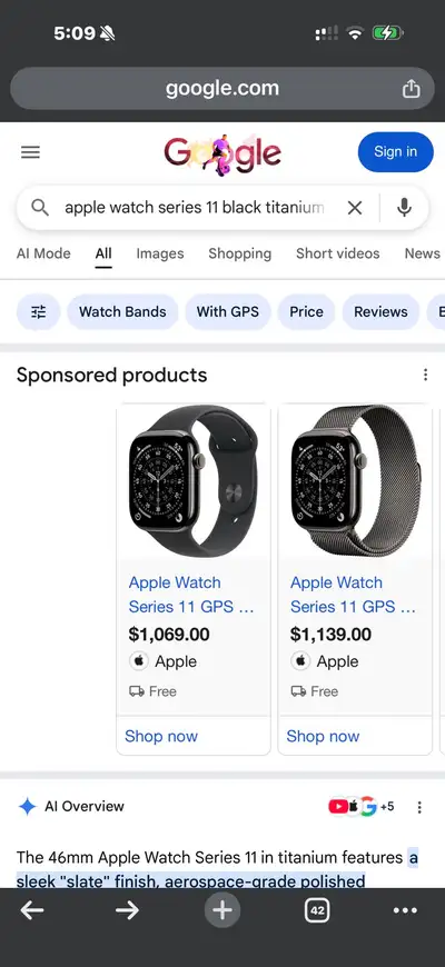 Apple watch series 11 46 mm stainless steel black cellular(lte)+gps authentic battery health 100% yo...